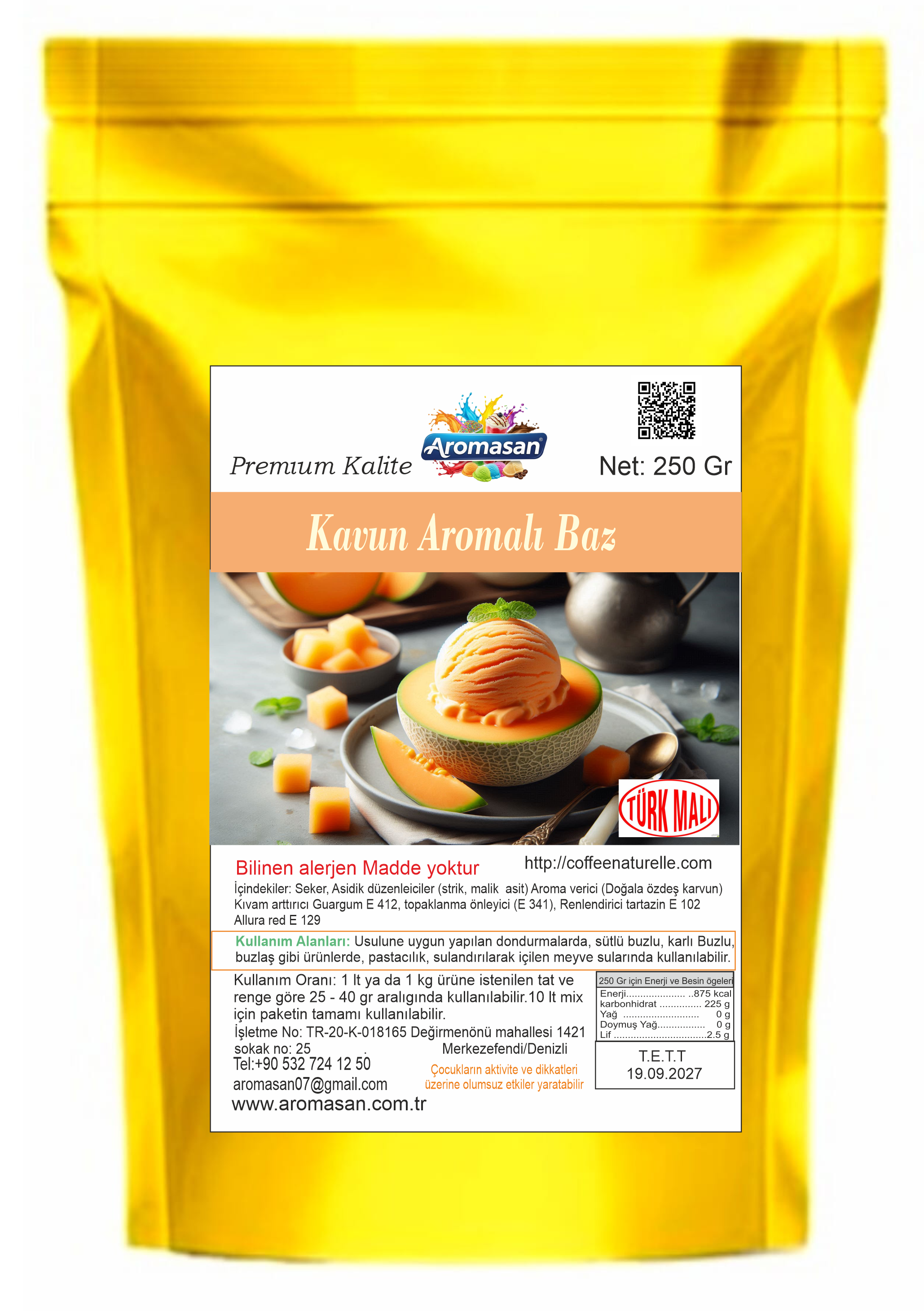 Kavun Aromalı Dondurma Bazı 250 gr ürün görseli
