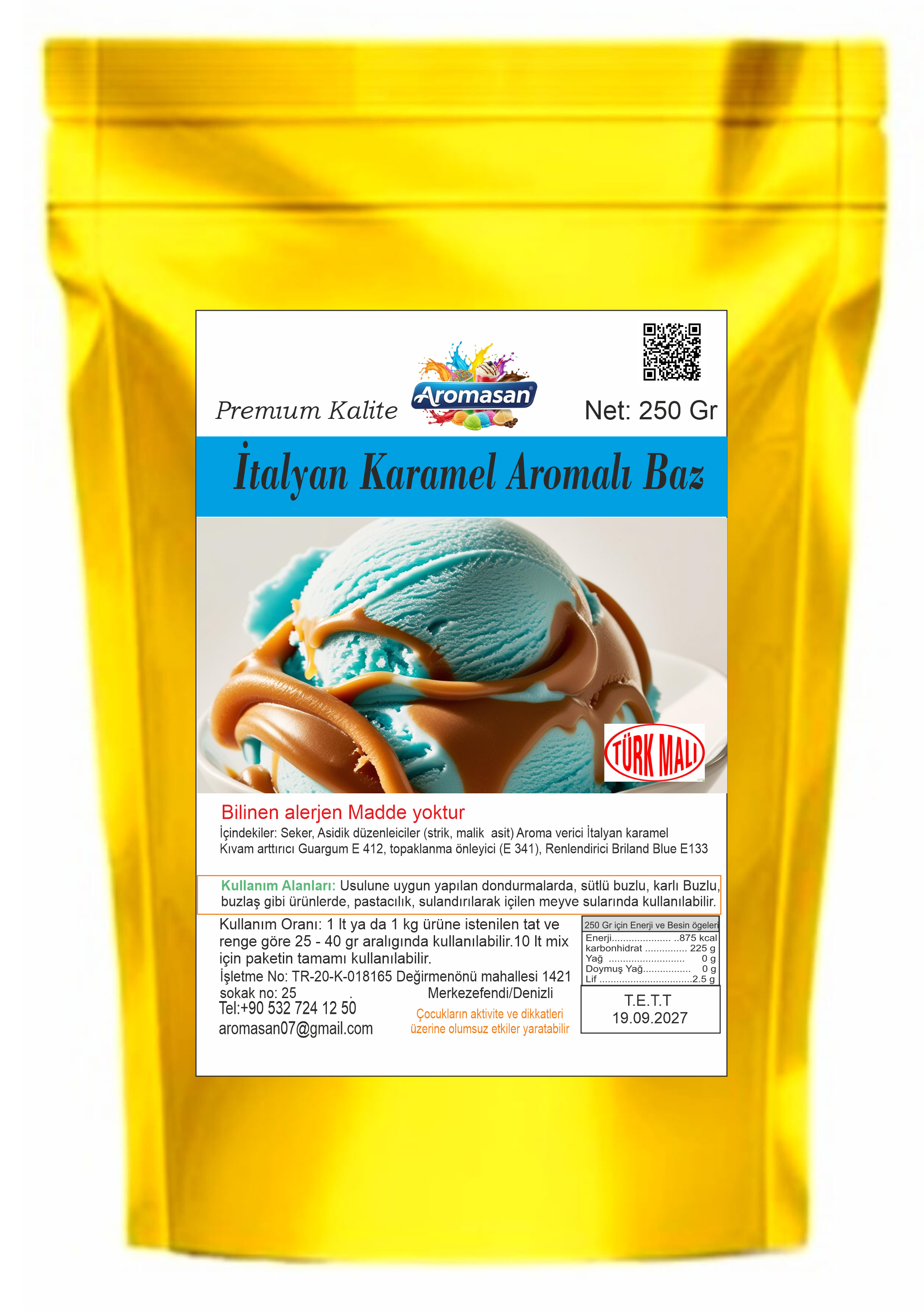 İtalyan Karamel Aromalı Dondurma Tozu 250 gr ürün görseli