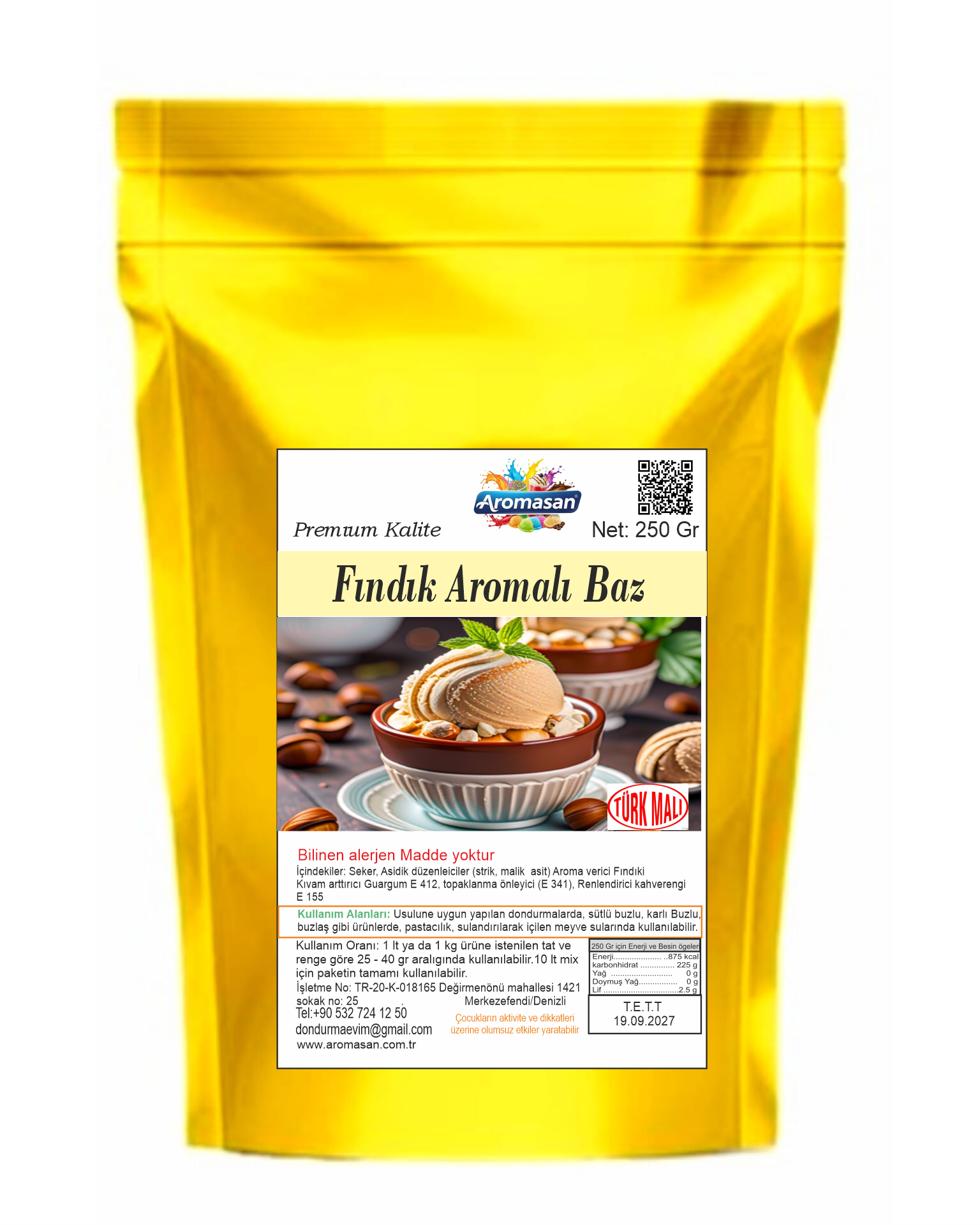 Fındık Aromalı Dondurma Tozu 250 gr ürün görseli