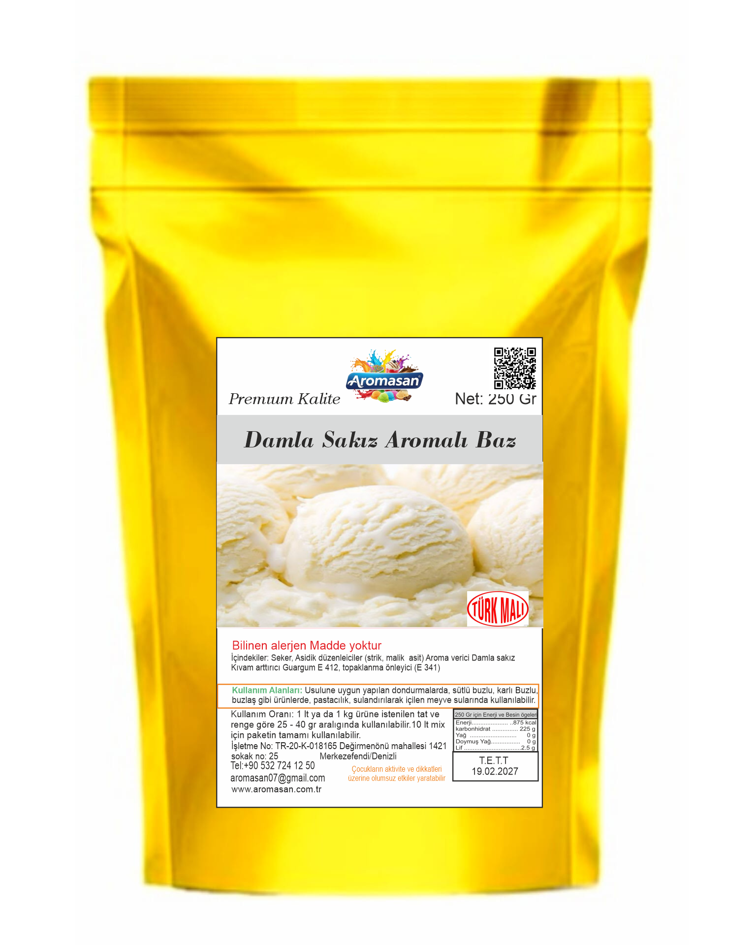 Damla Sakız Aromalı Dondurma Tozu (bazı) 250 gr ürün görseli
