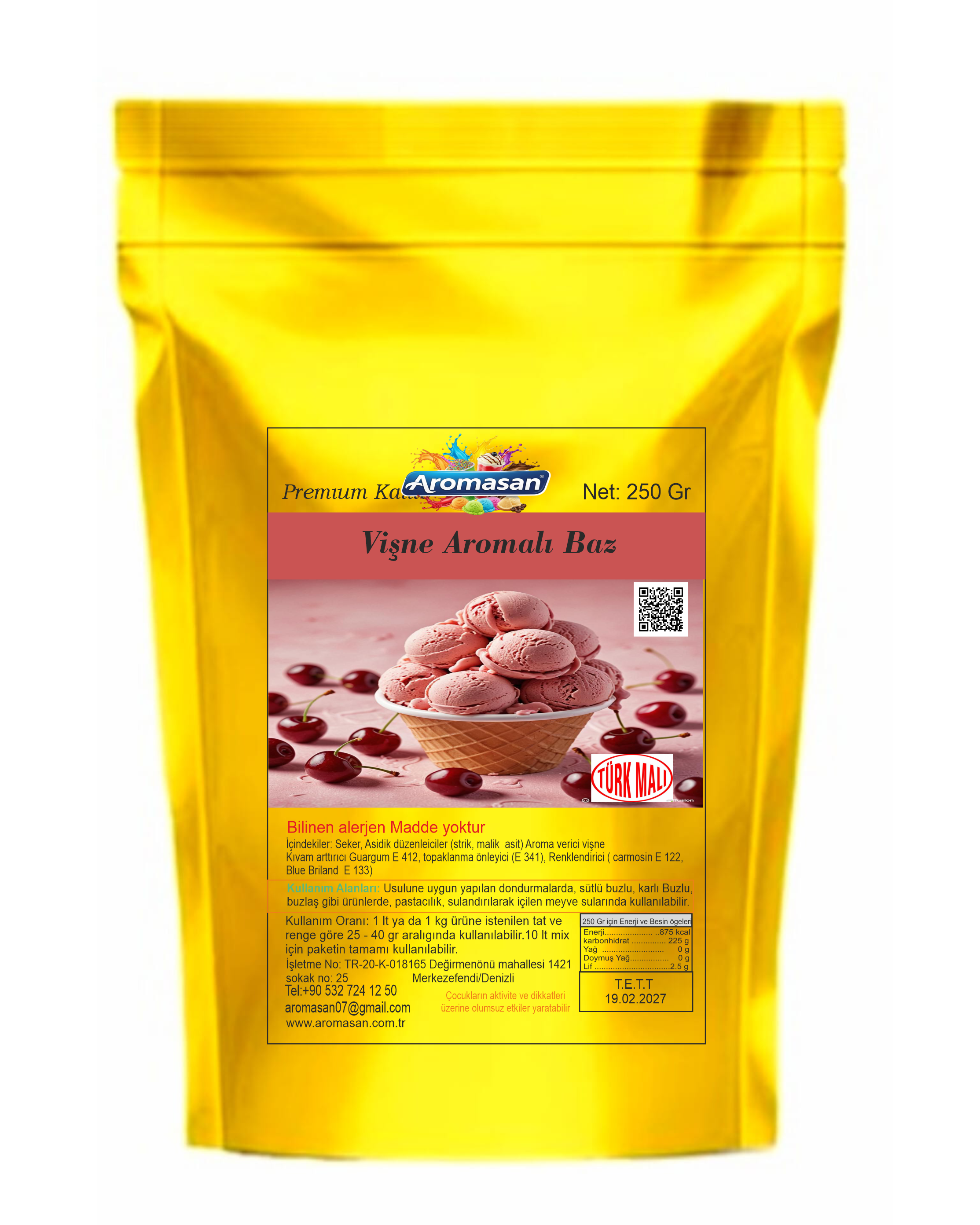 Vişne Aromalı Dondurma Bazı 250 gr ürün görseli