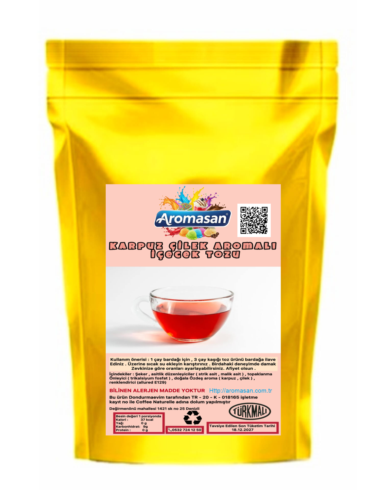 Karpuz Çilek Aromalı İçecek Tozu Oralet 1 kg ürün görseli