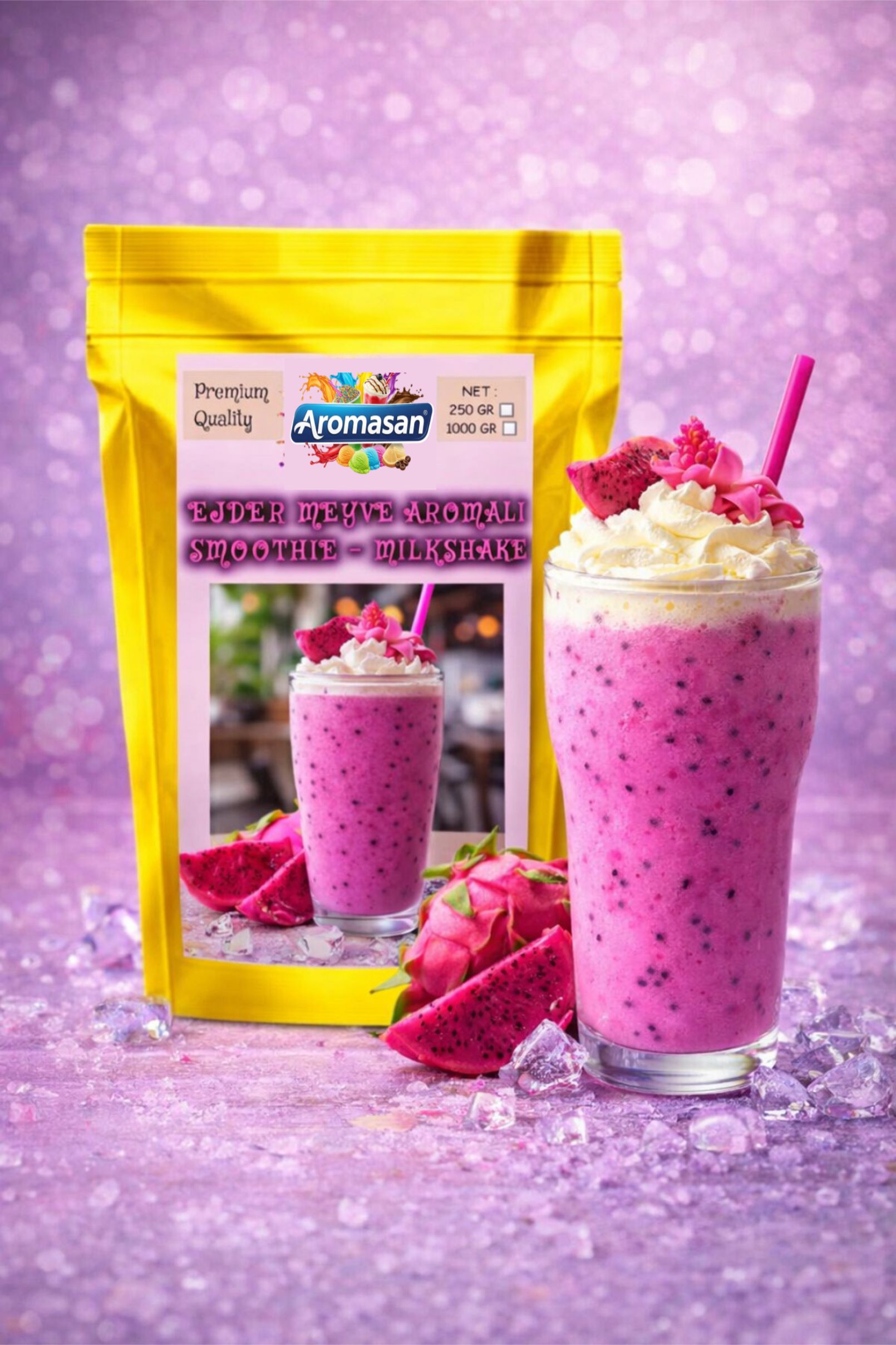 Ejder Meyveli Milkshake Tozu 1 kg – Yoğun Kıvamlı Tropikal Dragon Fruit Lezzeti ürün görseli