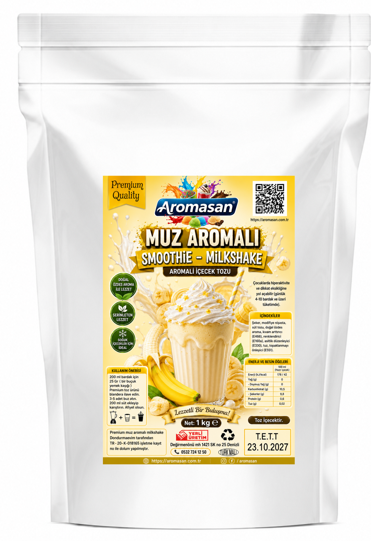Muzlu Milkshake Tozu 1 Kg – Klasik ve Yoğun Lezzet ürün görseli