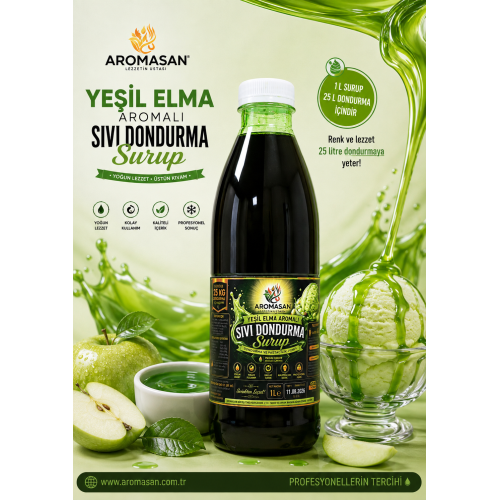 Yeşil Elma Aromalı Sıvı Dondurma Şurubu 1 1t ürün görseli